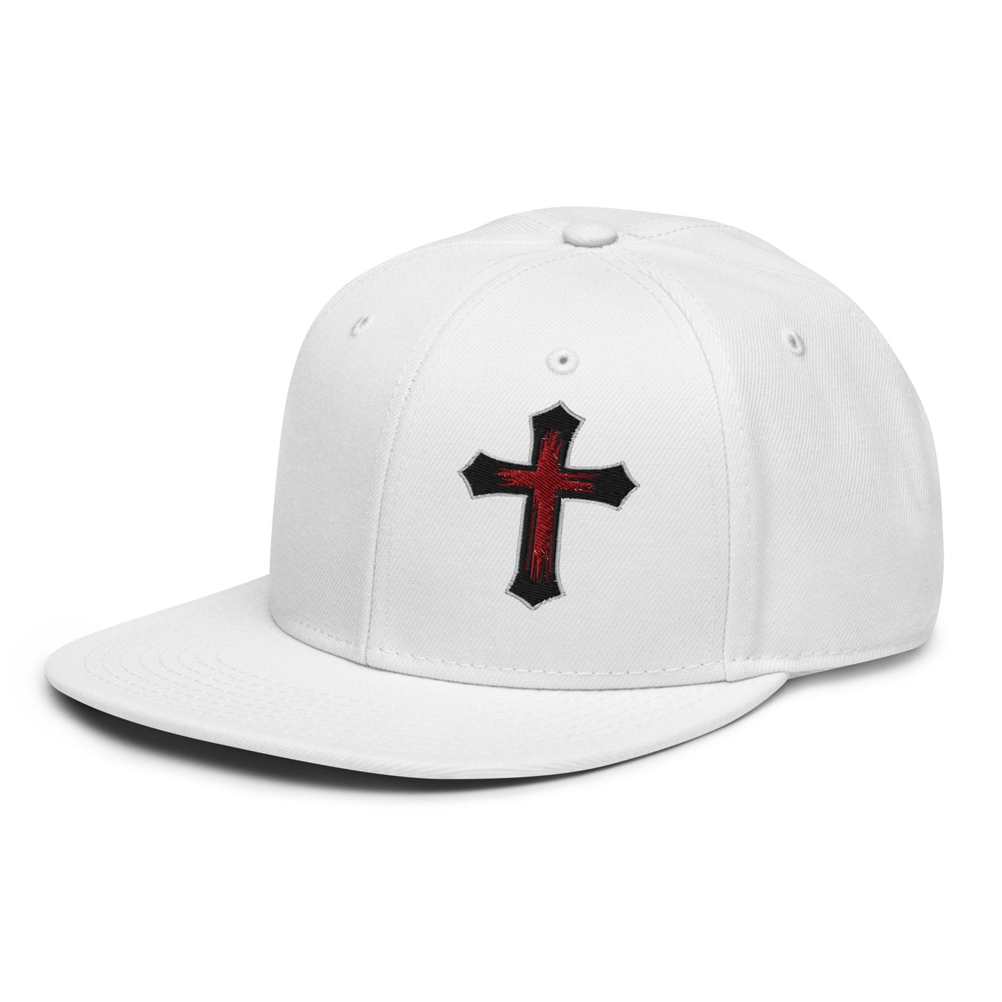 Gothic Bloodied Cross Flat Embroidered Snapback - Inken Image