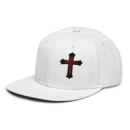 Gothic Bloodied Cross Flat Embroidered Snapback - Inken Image