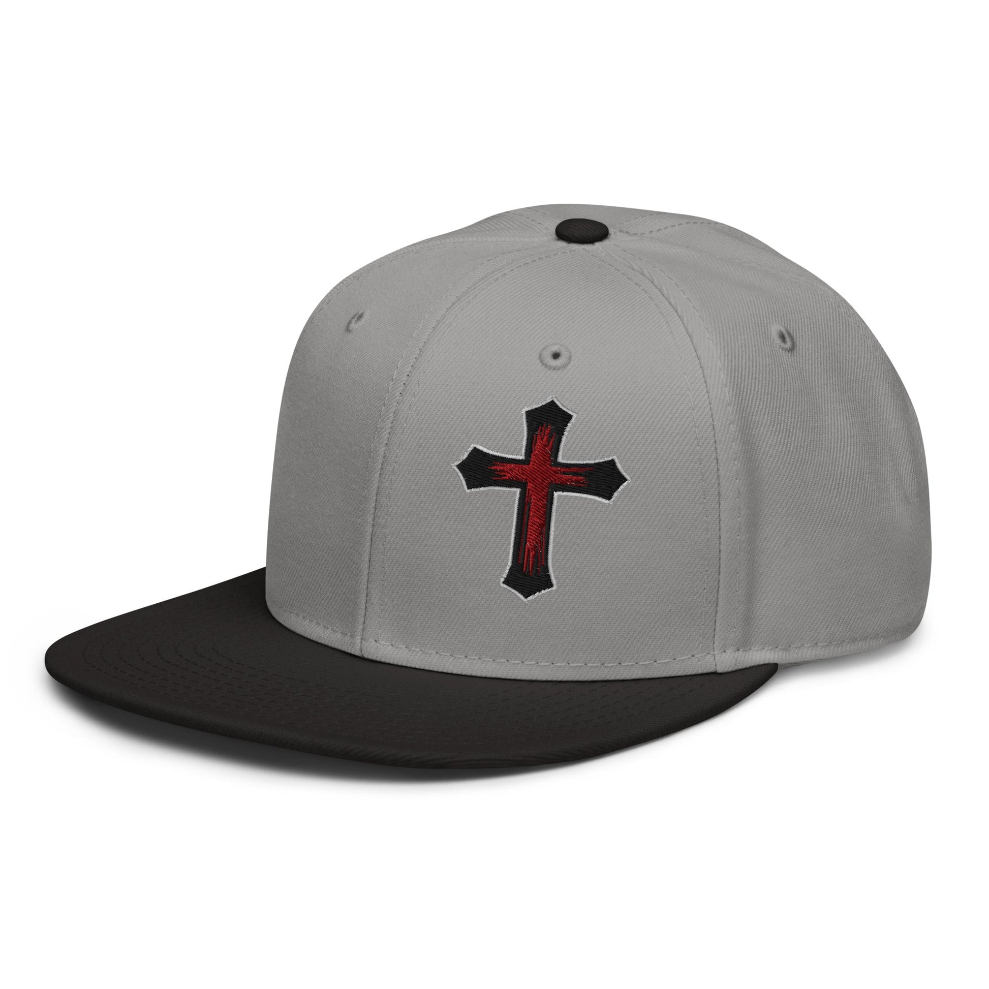 Gothic Bloodied Cross Flat Embroidered Snapback - Inken Image