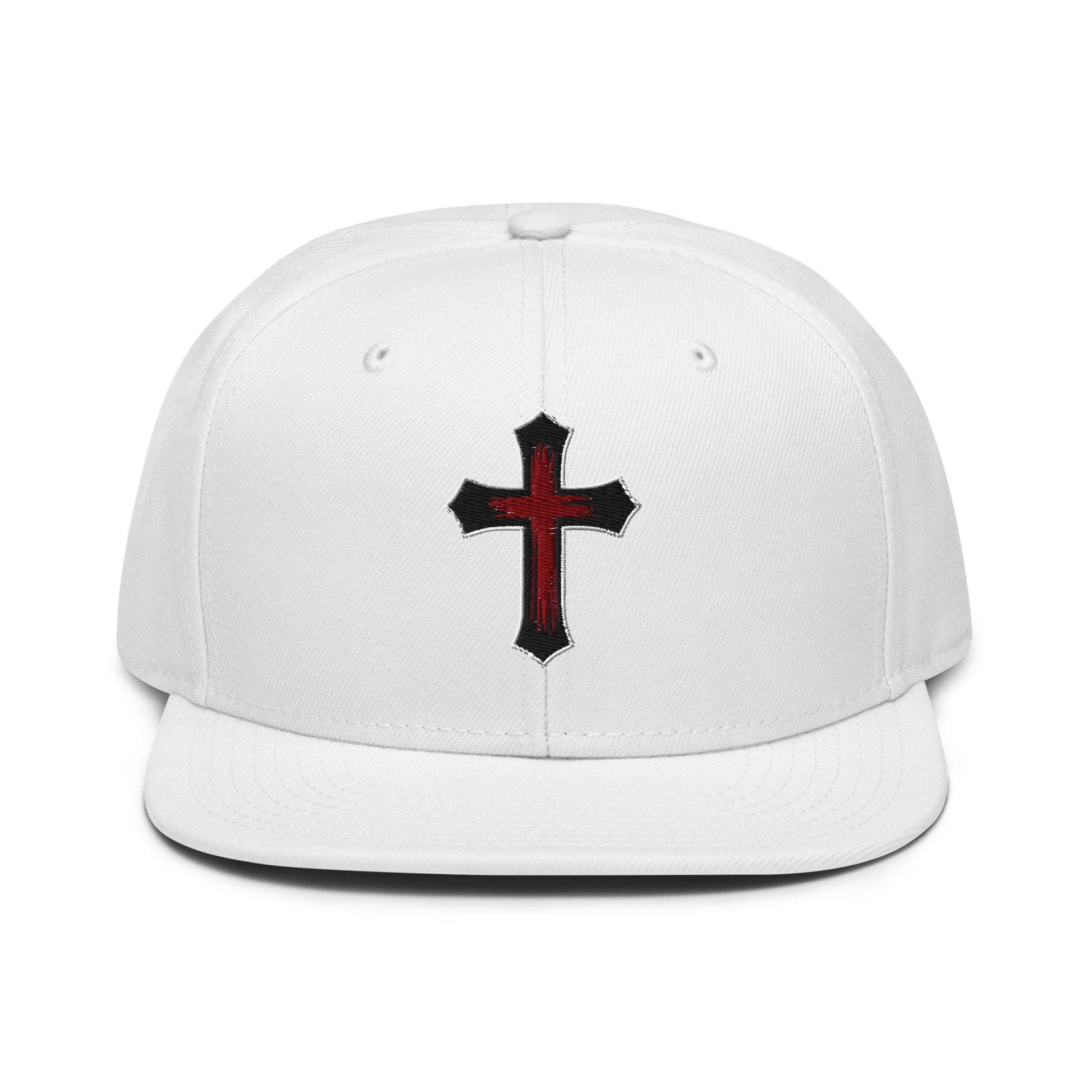 Gothic Bloodied Cross Flat Embroidered Snapback - Inken Image