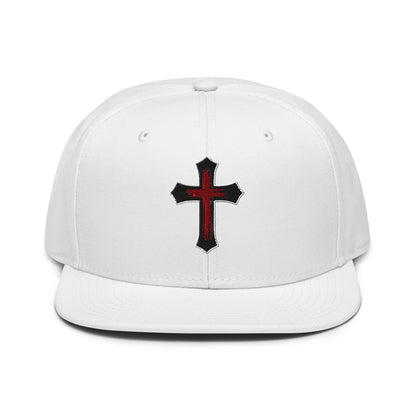Gothic Bloodied Cross Flat Embroidered Snapback - Inken Image
