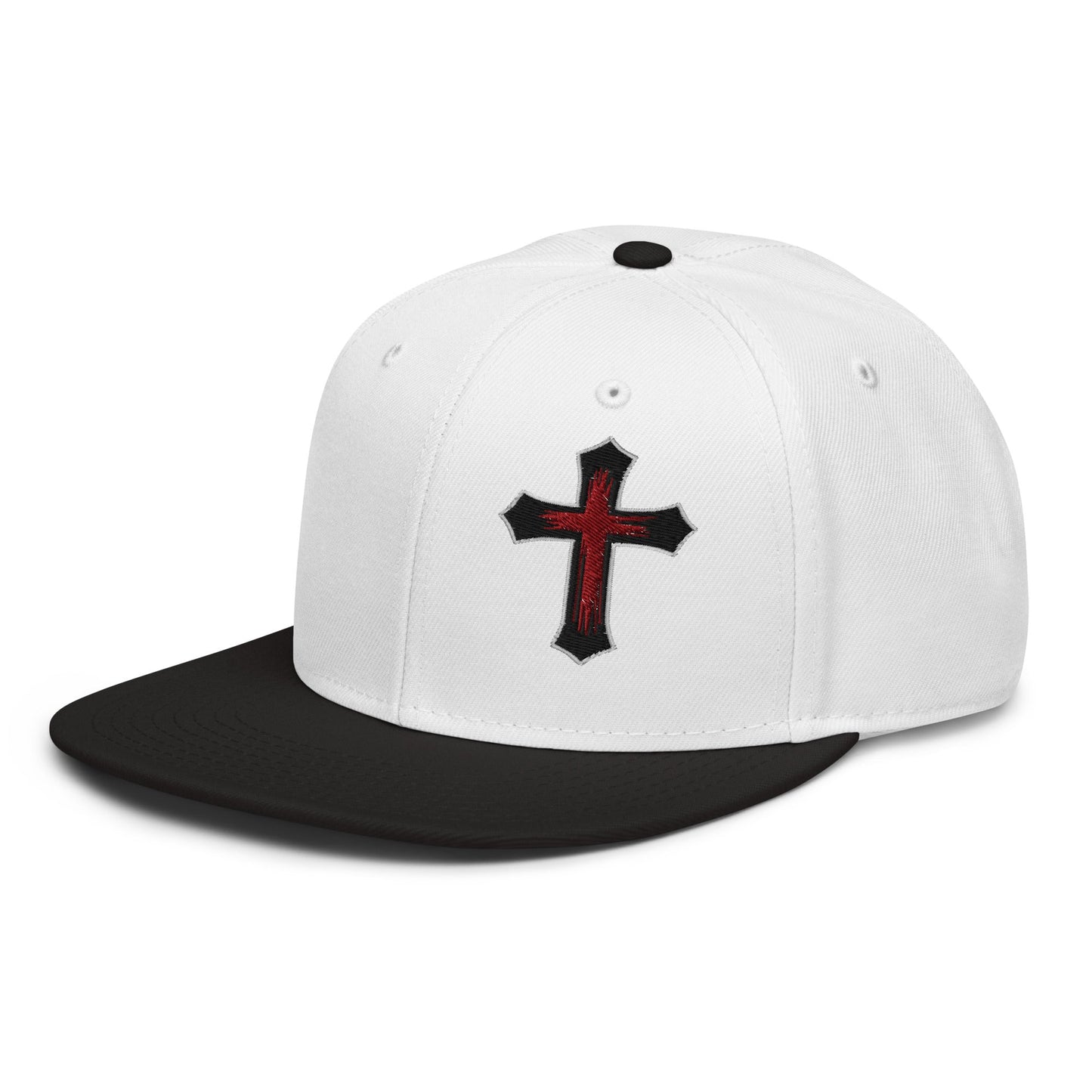 Gothic Bloodied Cross Flat Embroidered Snapback - Inken Image