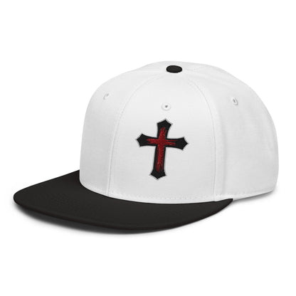 Gothic Bloodied Cross Flat Embroidered Snapback - Inken Image