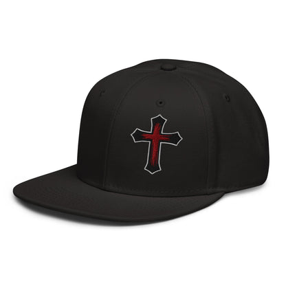 Gothic Bloodied Cross Flat Embroidered Snapback - Inken Image