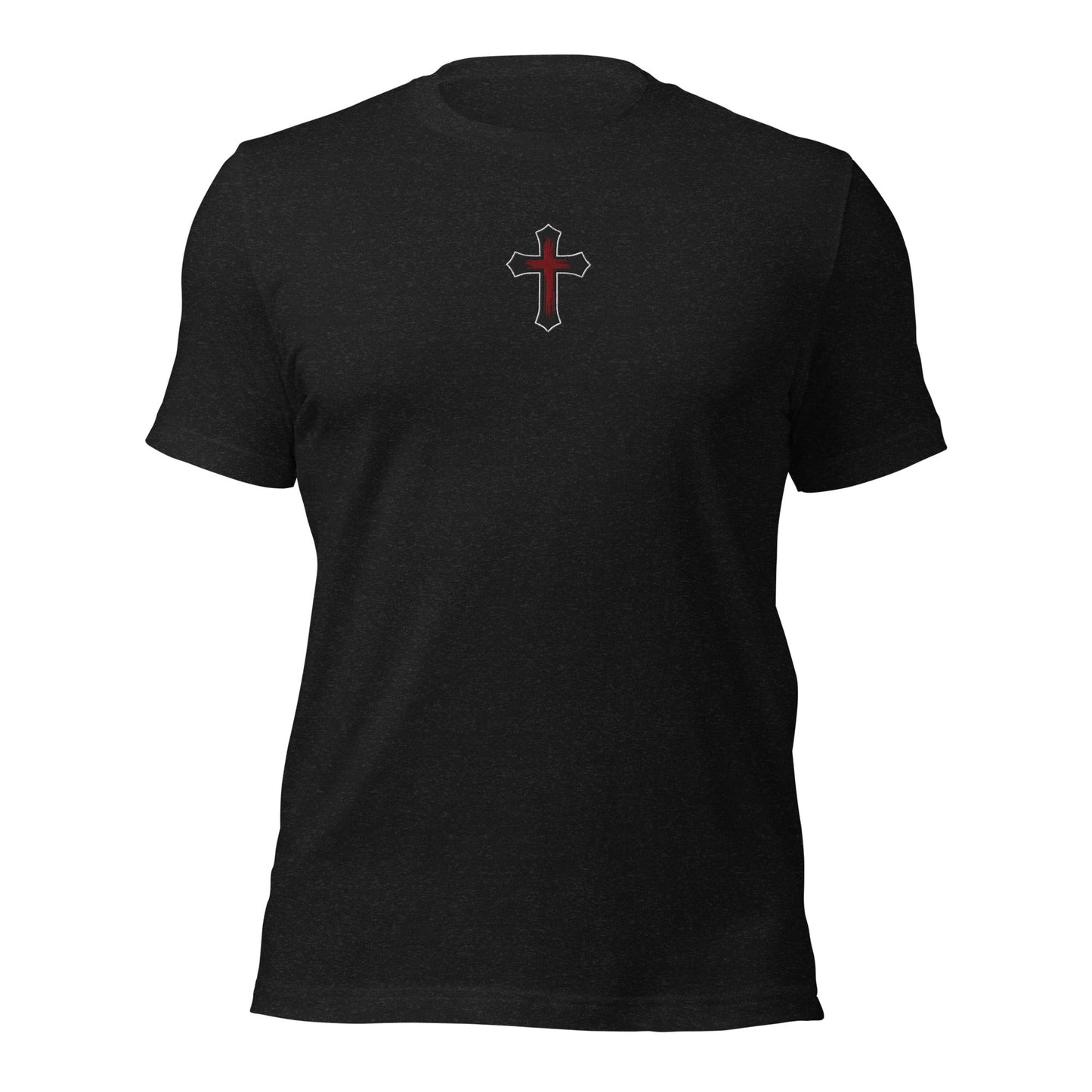 Gothic Bloodied Cross Flat Embroidered T-Shirt - Inken Image