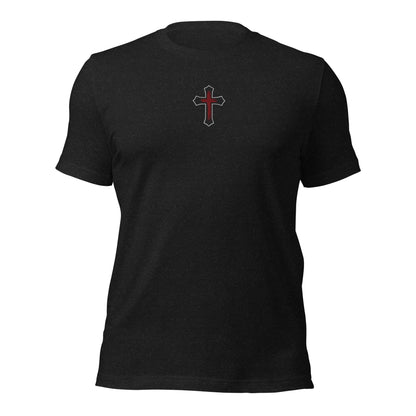 Gothic Bloodied Cross Flat Embroidered T-Shirt - Inken Image