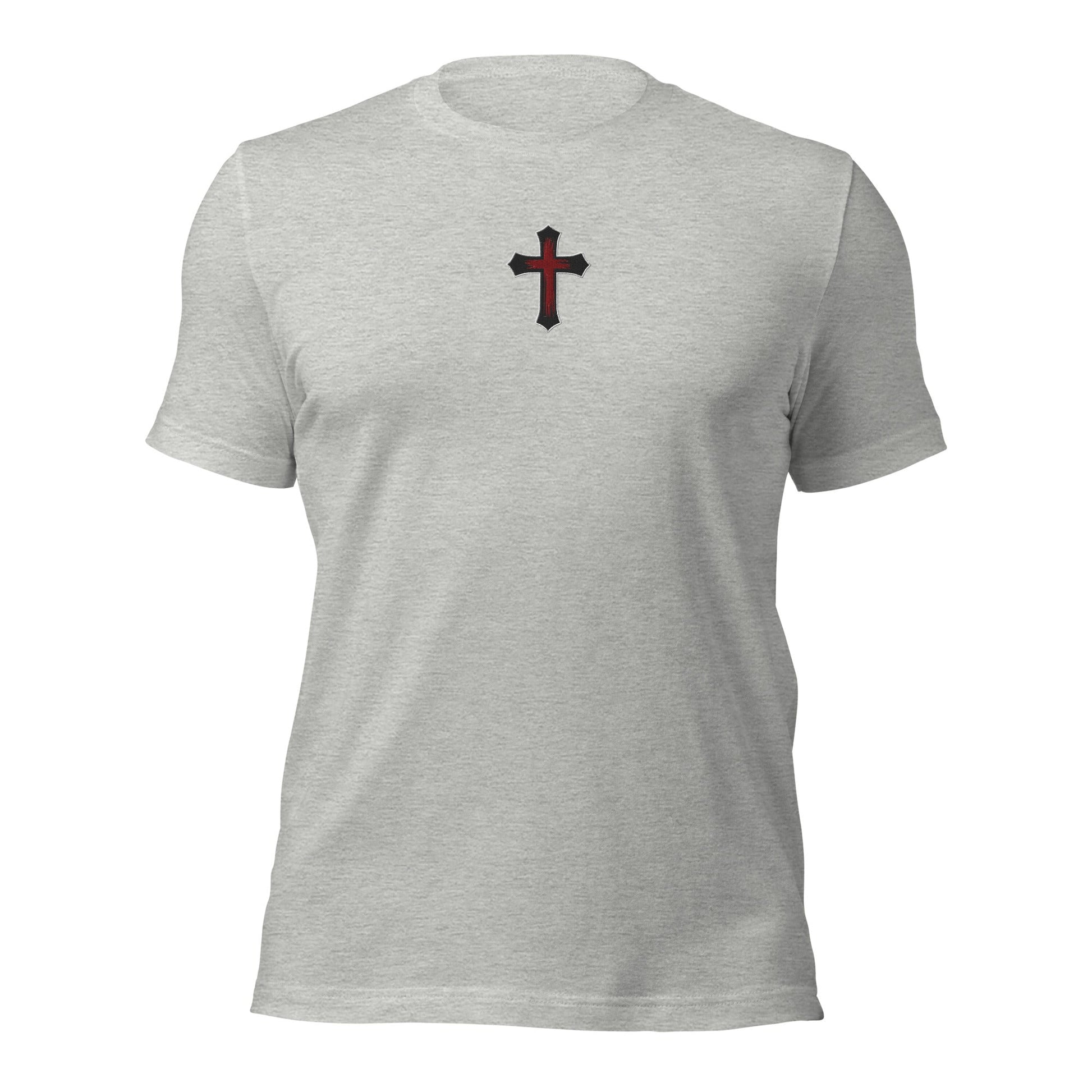 Gothic Bloodied Cross Flat Embroidered T-Shirt - Inken Image
