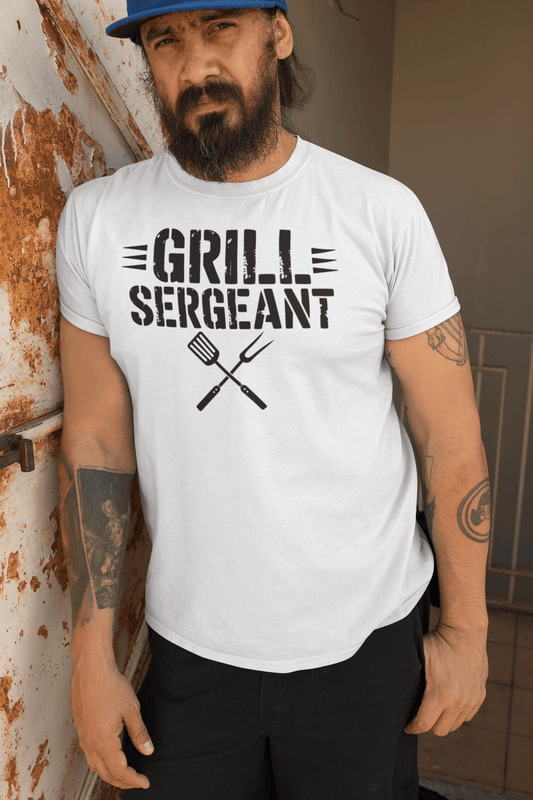 Grill Sergeant Funny BBQ Shirt, Meat Lover Tee Outdoor Grill Master T-shirt - Inken Image