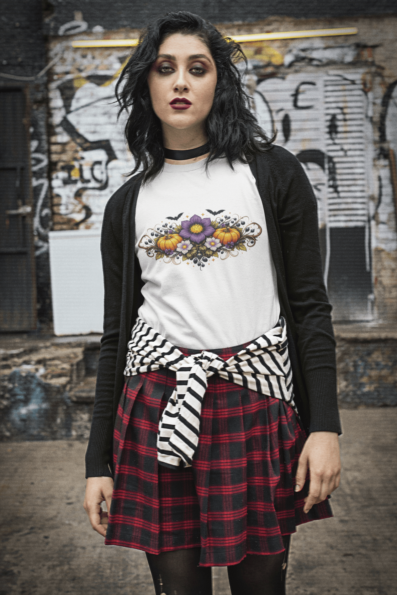 Halloween Nightshade Bouquet Tee Spooky Pumpkin Witchy Shirt - Inken Image