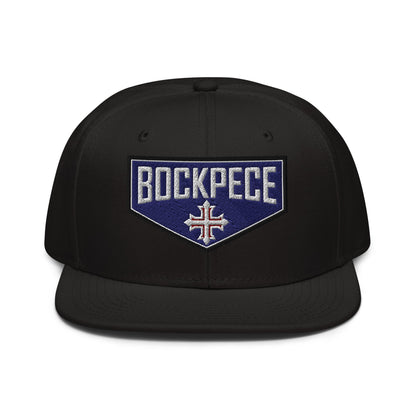 HE IS RISEN Shield Embroidered Snapback in Greek, Slavonic, or Latin - Inken Image