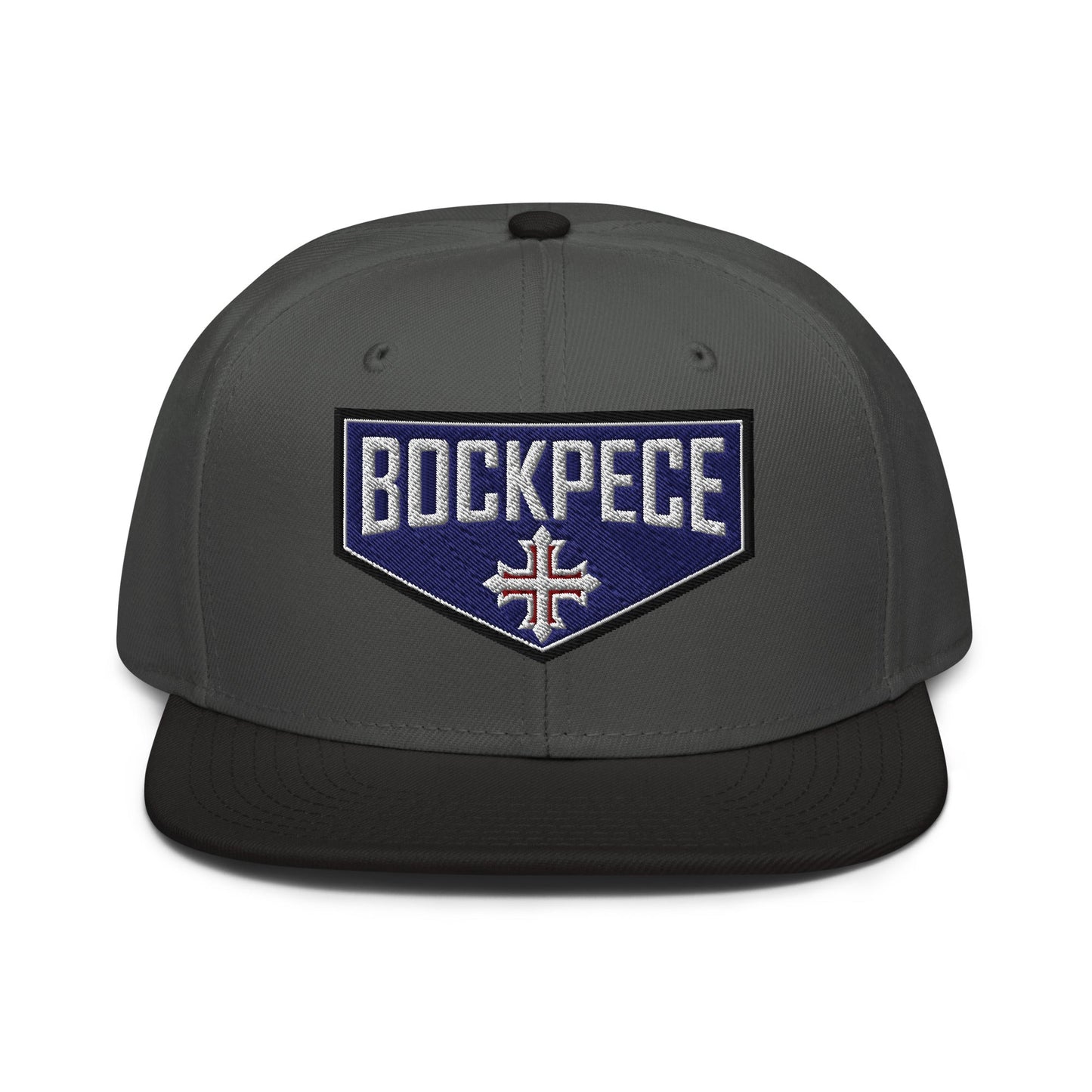 HE IS RISEN Shield Embroidered Snapback in Greek, Slavonic, or Latin - Inken Image