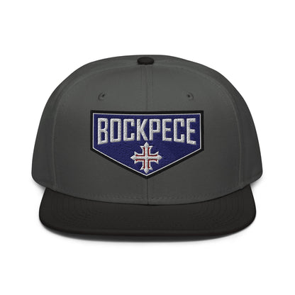 HE IS RISEN Shield Embroidered Snapback in Greek, Slavonic, or Latin - Inken Image