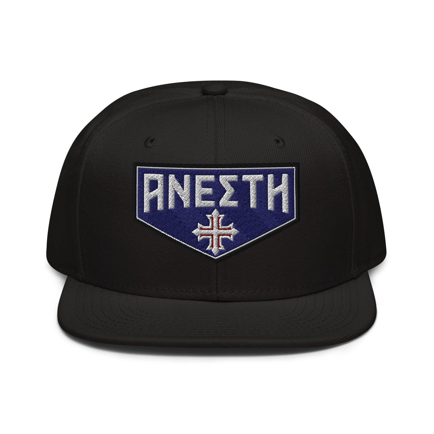 HE IS RISEN Shield Embroidered Snapback in Greek, Slavonic, or Latin - Inken Image