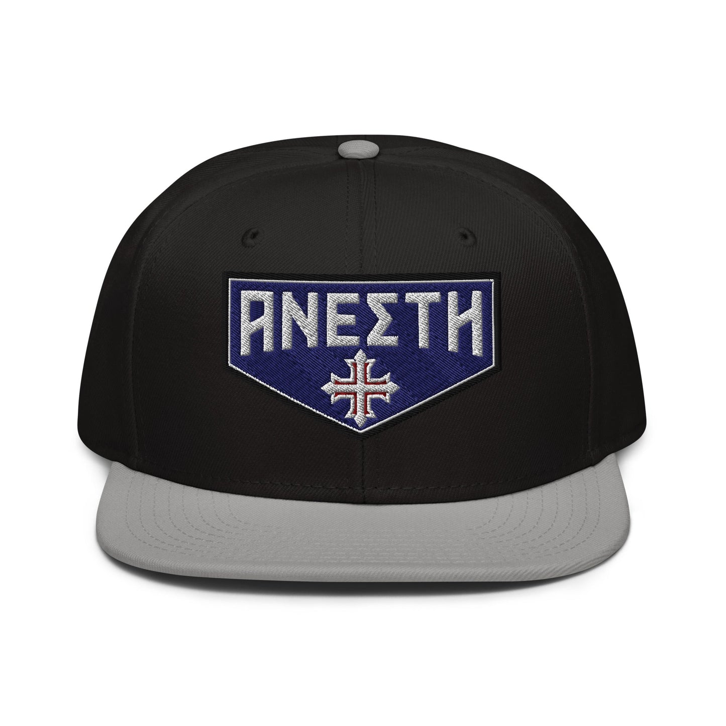 HE IS RISEN Shield Embroidered Snapback in Greek, Slavonic, or Latin - Inken Image