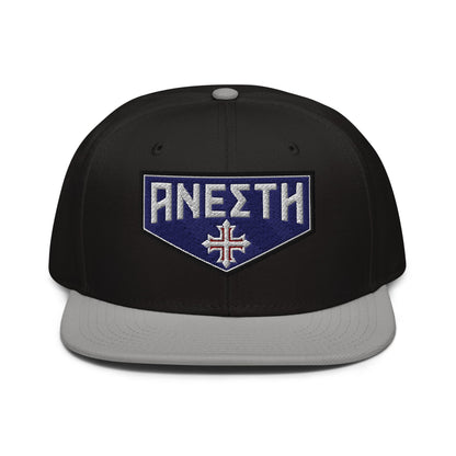 HE IS RISEN Shield Embroidered Snapback in Greek, Slavonic, or Latin - Inken Image