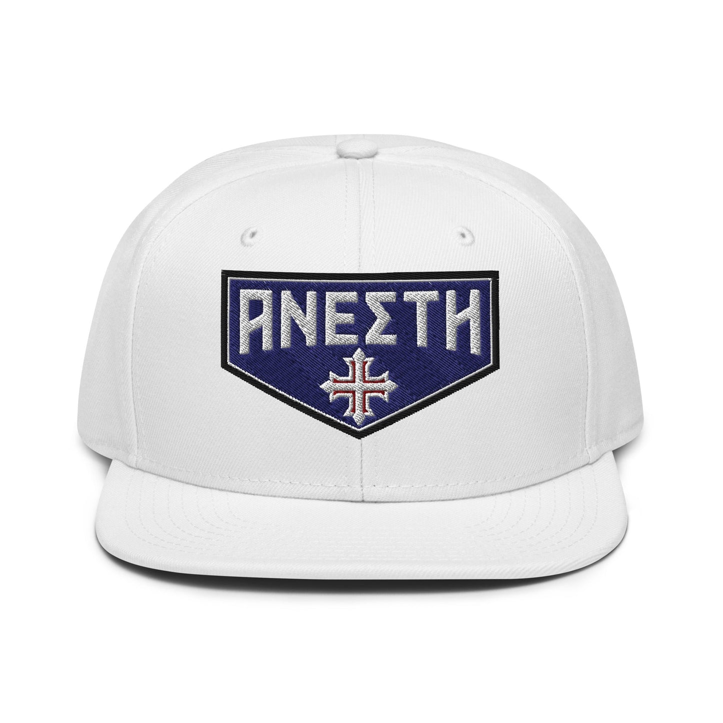 HE IS RISEN Shield Embroidered Snapback in Greek, Slavonic, or Latin - Inken Image
