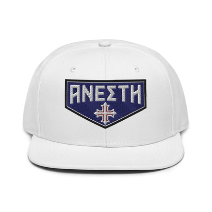 HE IS RISEN Shield Embroidered Snapback in Greek, Slavonic, or Latin - Inken Image