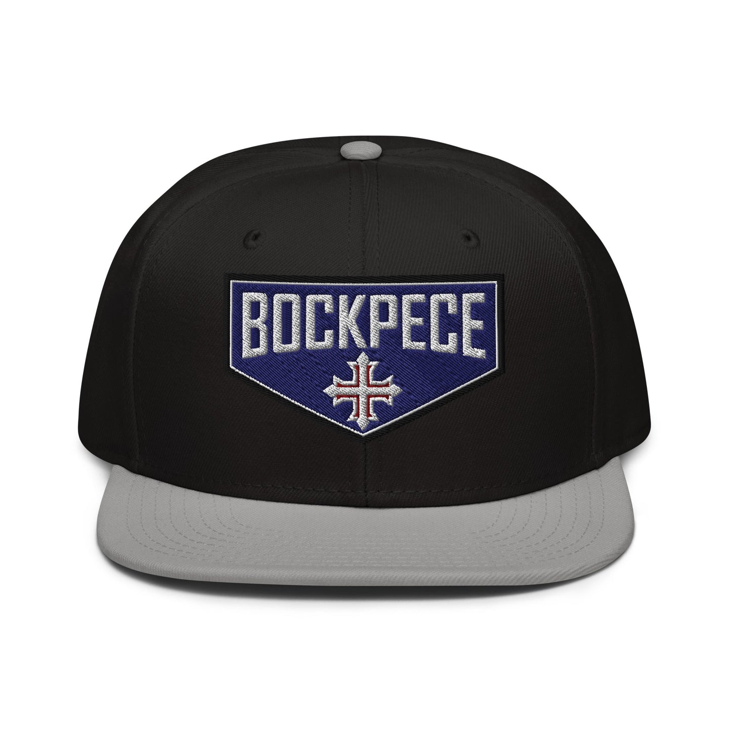 HE IS RISEN Shield Embroidered Snapback in Greek, Slavonic, or Latin - Inken Image