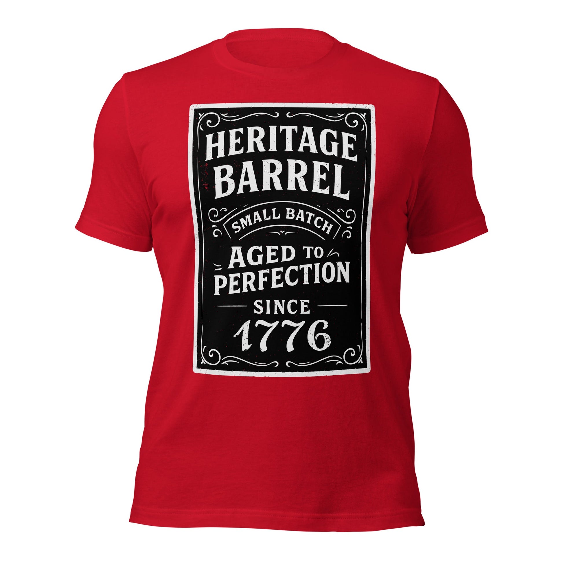 Heritage Barrel Custom Year Vintage Whiskey Label T-Shirt - Inken Image