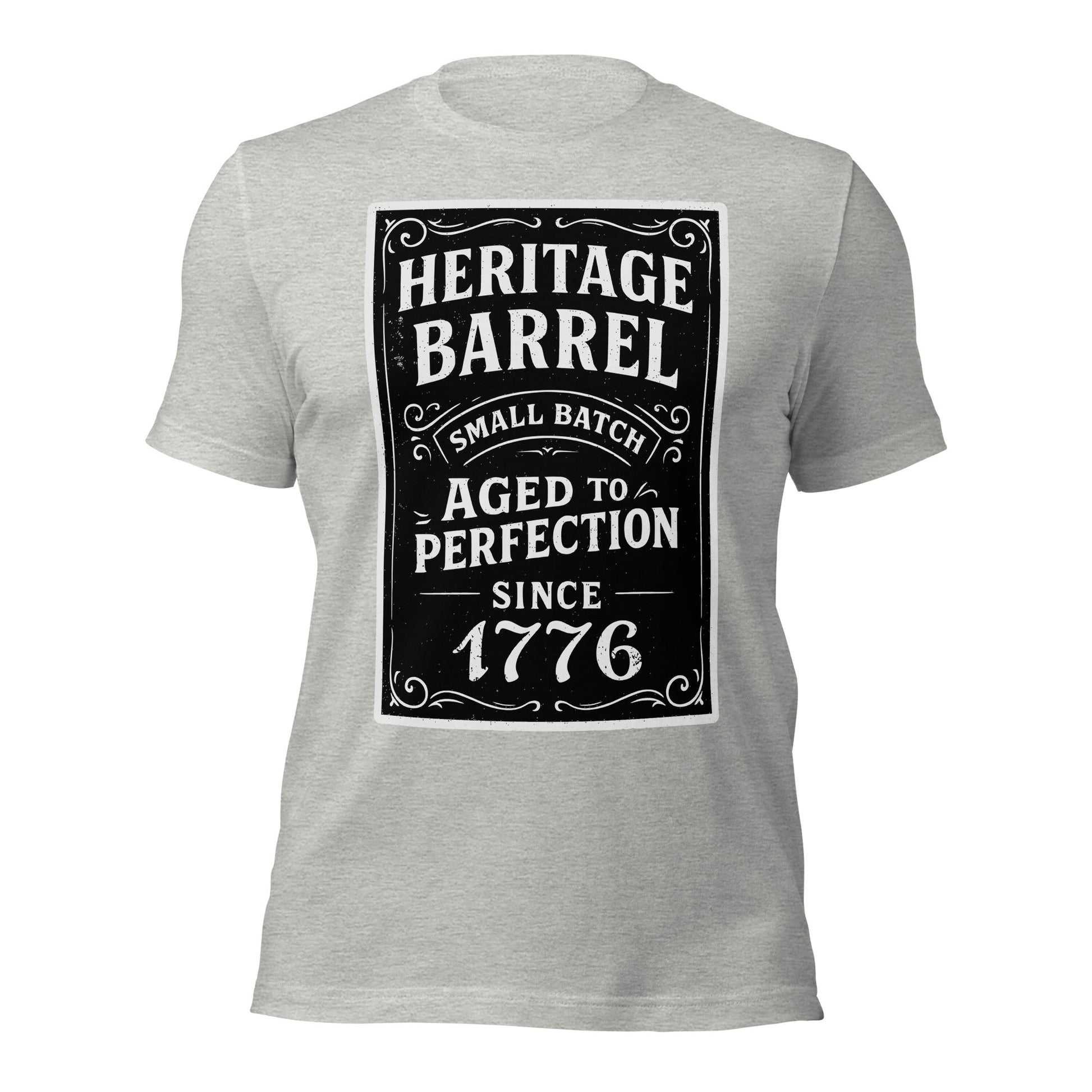 Heritage Barrel Custom Year Vintage Whiskey Label T-Shirt - Inken Image