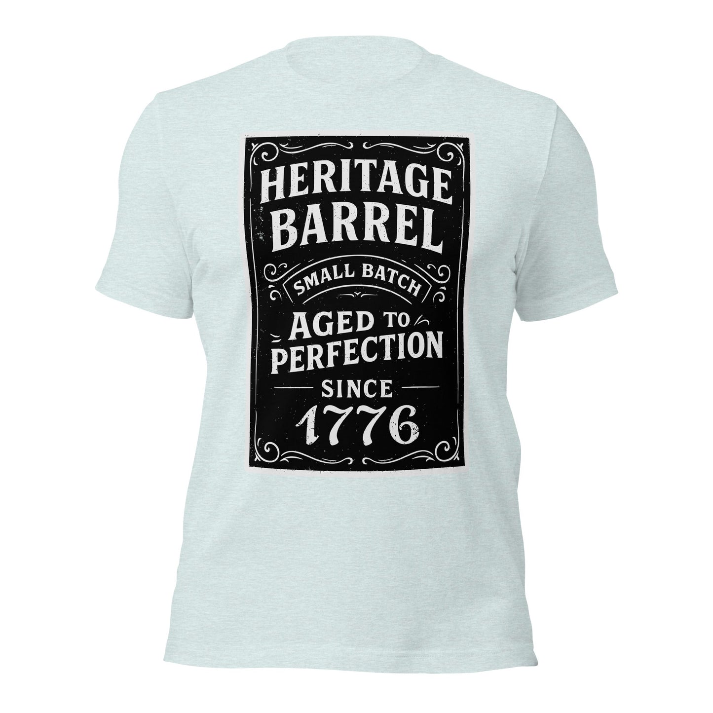 Heritage Barrel Custom Year Vintage Whiskey Label T-Shirt - Inken Image