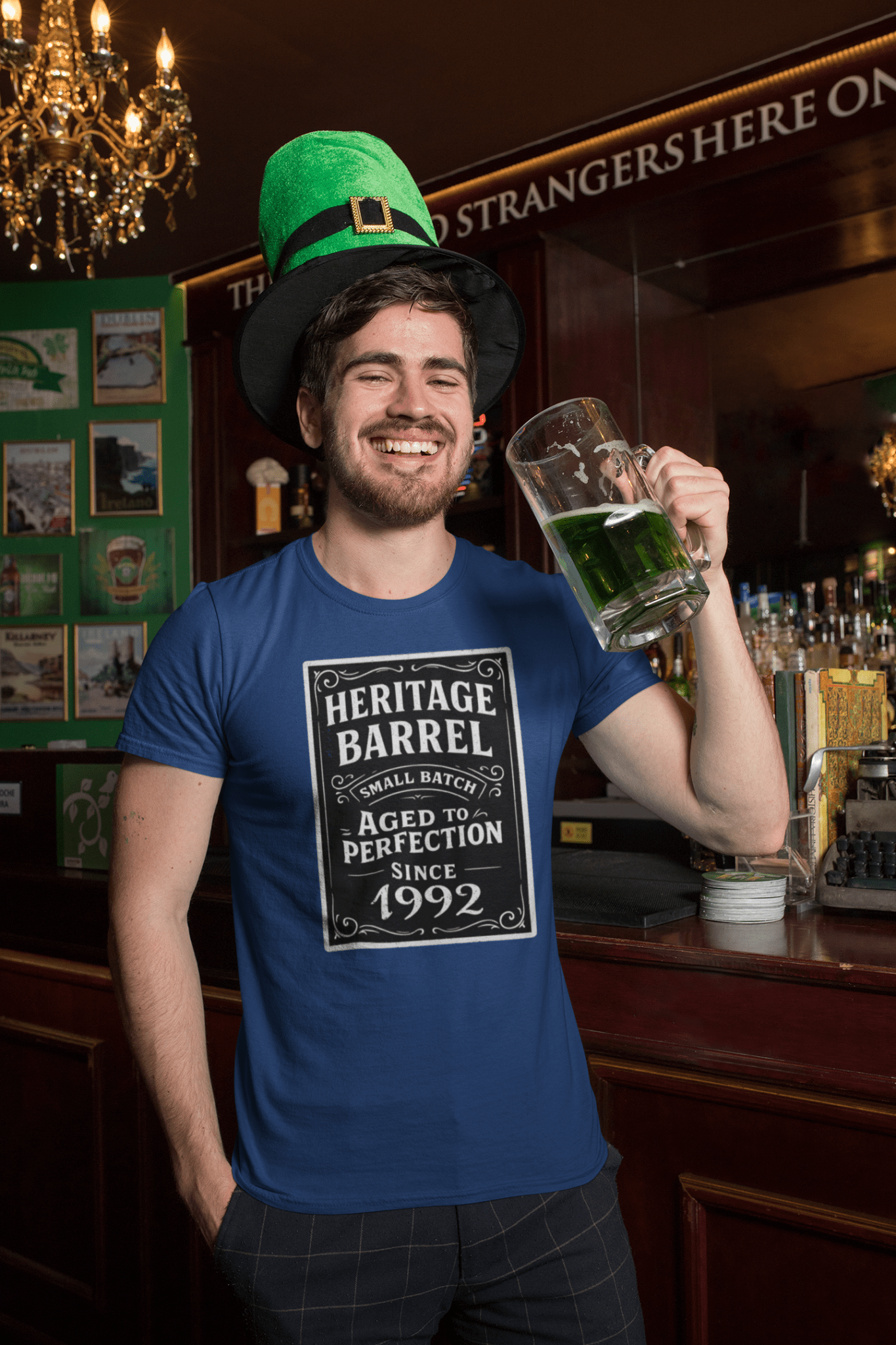 Heritage Barrel Custom Year Vintage Whiskey Label T-Shirt - Inken Image