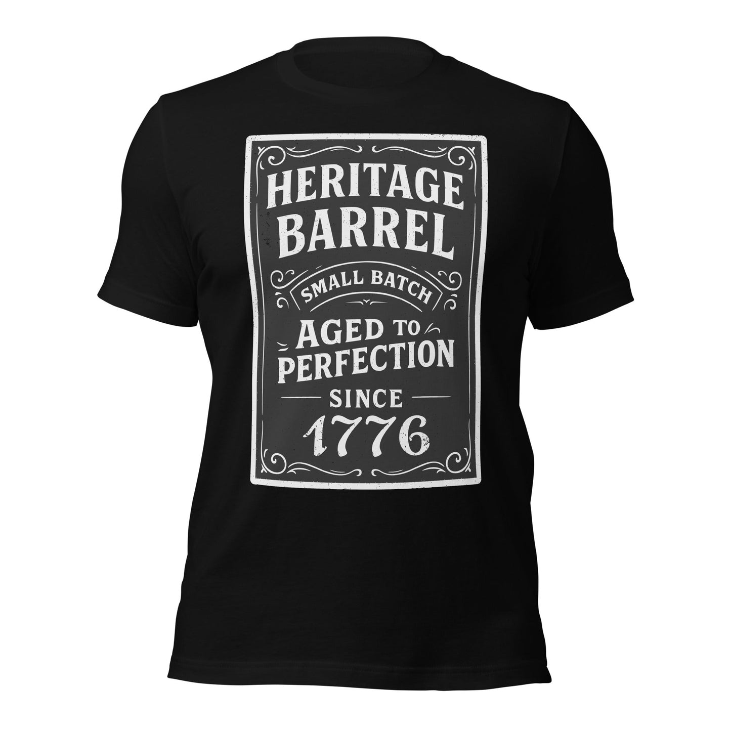 Heritage Barrel Custom Year Vintage Whiskey Label T-Shirt - Inken Image