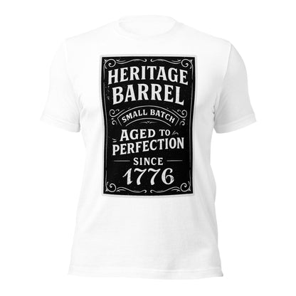Heritage Barrel Custom Year Vintage Whiskey Label T-Shirt - Inken Image