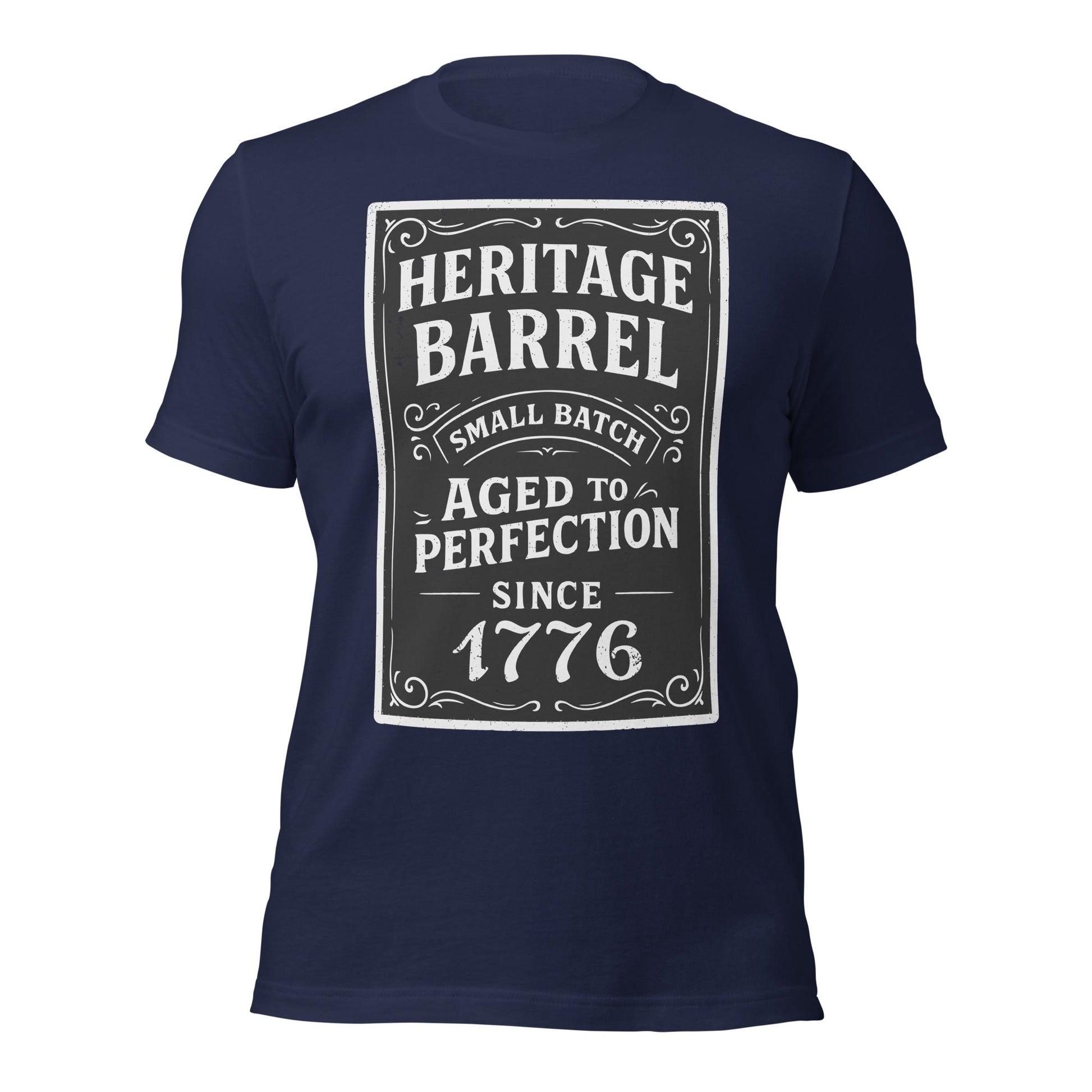 Heritage Barrel Custom Year Vintage Whiskey Label T-Shirt - Inken Image