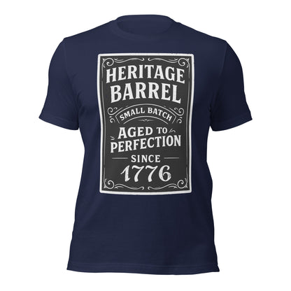 Heritage Barrel Custom Year Vintage Whiskey Label T-Shirt - Inken Image