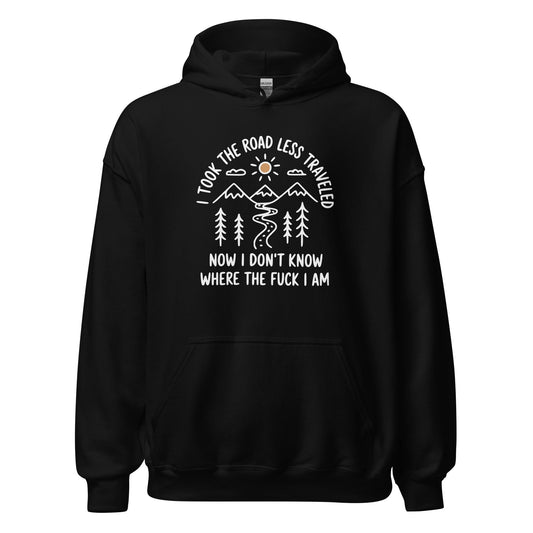 Hiking Hoodie Road Less Traveled Hoodie Outdoor Adventure Sweatshirt - Inken Image