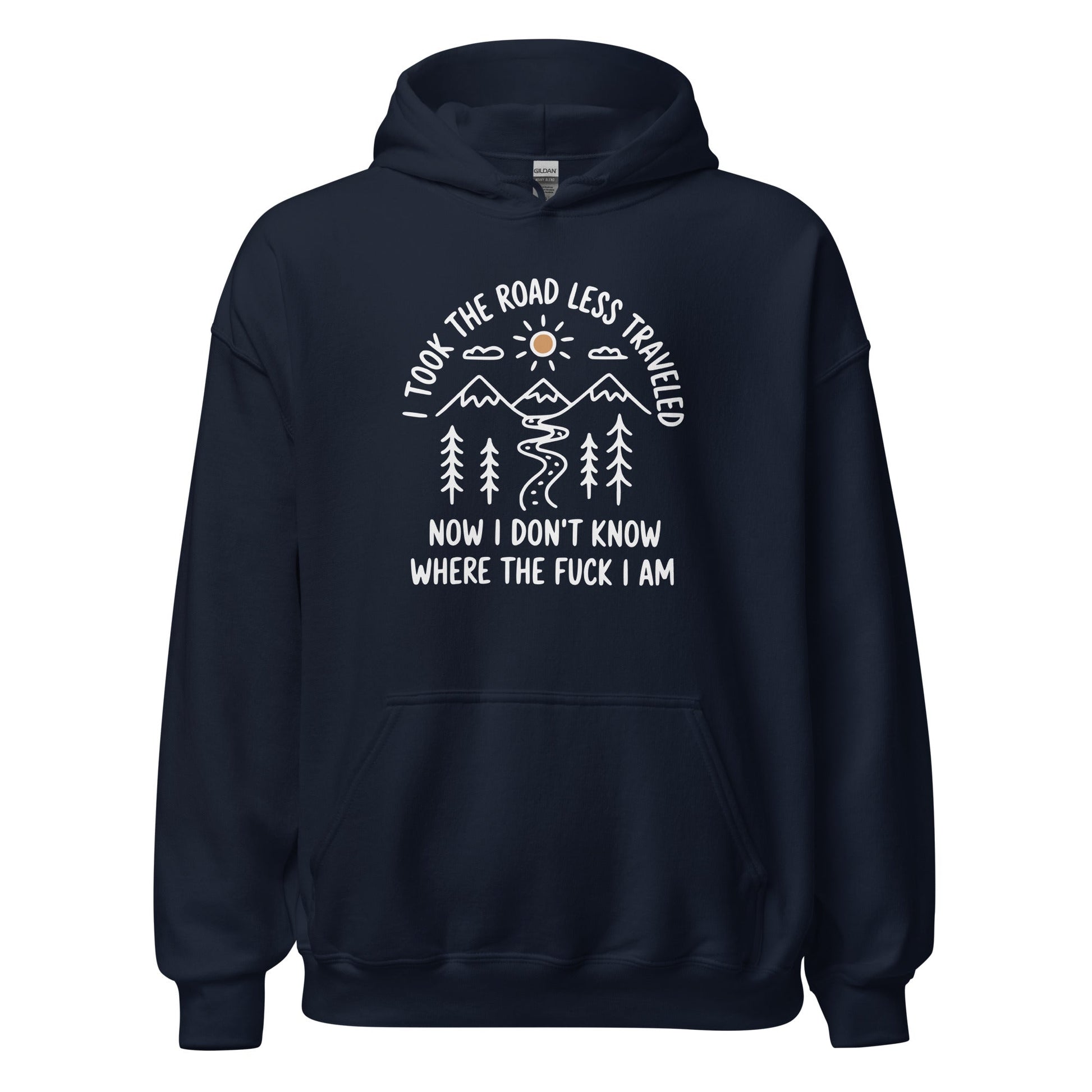 Hiking Hoodie Road Less Traveled Hoodie Outdoor Adventure Sweatshirt - Inken Image