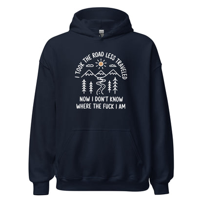 Hiking Hoodie Road Less Traveled Hoodie Outdoor Adventure Sweatshirt - Inken Image