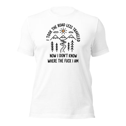 Hiking T-Shirt Road Less Traveled Shirt Outdoor Adventure Tee - Inken Image