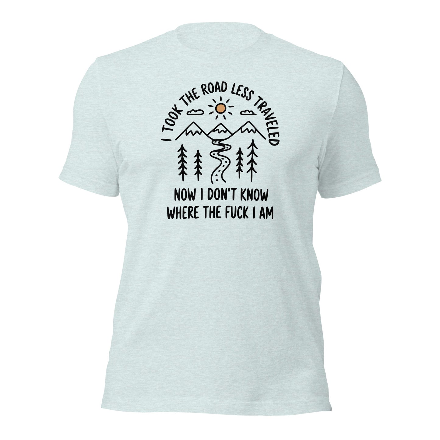 Hiking T-Shirt Road Less Traveled Shirt Outdoor Adventure Tee - Inken Image