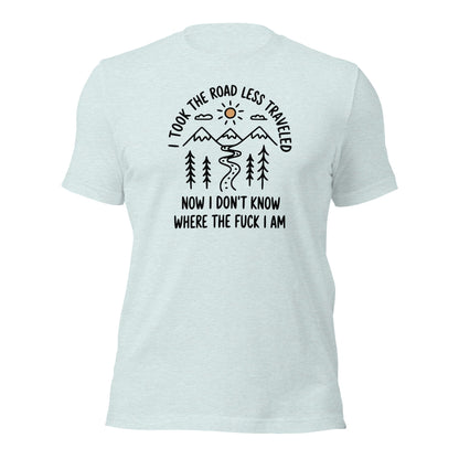 Hiking T-Shirt Road Less Traveled Shirt Outdoor Adventure Tee - Inken Image