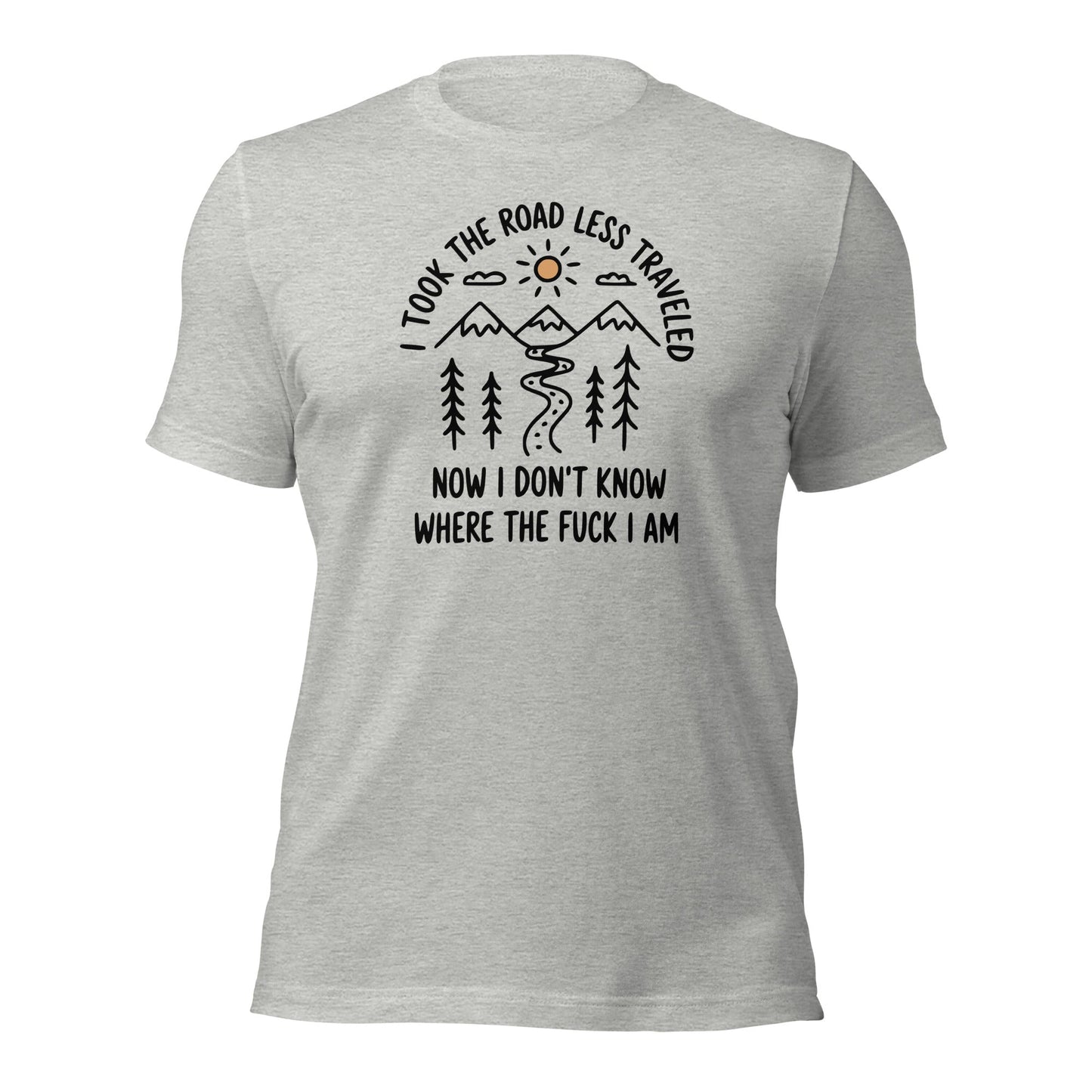 Hiking T-Shirt Road Less Traveled Shirt Outdoor Adventure Tee - Inken Image