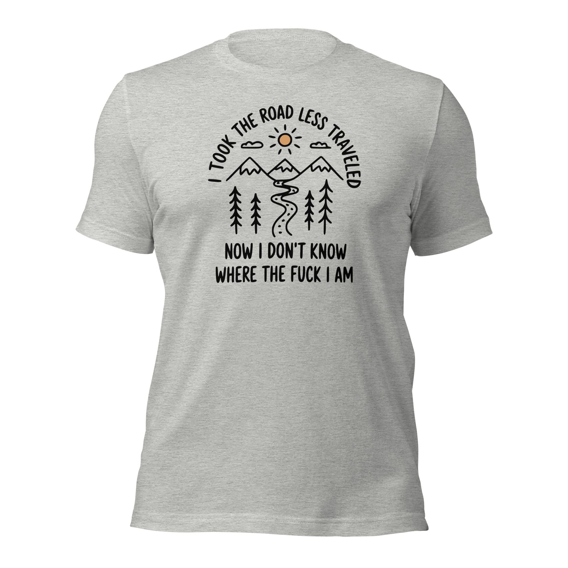Hiking T-Shirt Road Less Traveled Shirt Outdoor Adventure Tee - Inken Image
