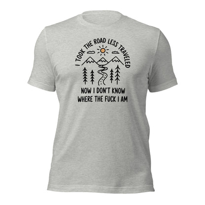 Hiking T-Shirt Road Less Traveled Shirt Outdoor Adventure Tee - Inken Image