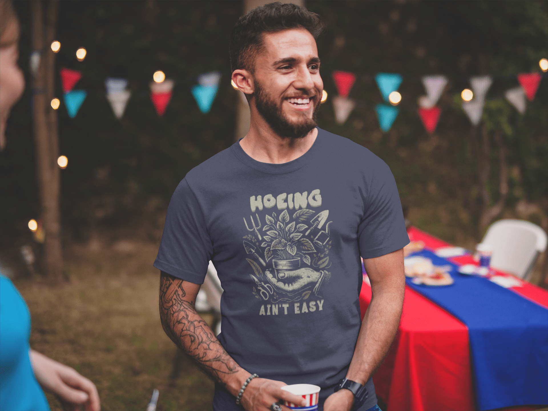 Hoeing Ain’t Easy Shirt Vintage Botanical Humor Tee - Inken Image