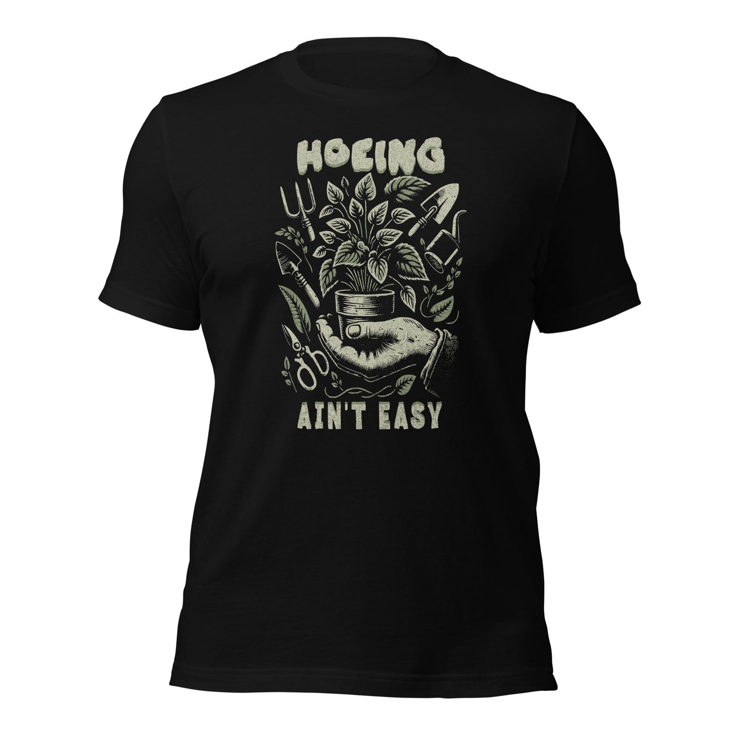 Hoeing Ain’t Easy Shirt Vintage Botanical Humor Tee - Inken Image