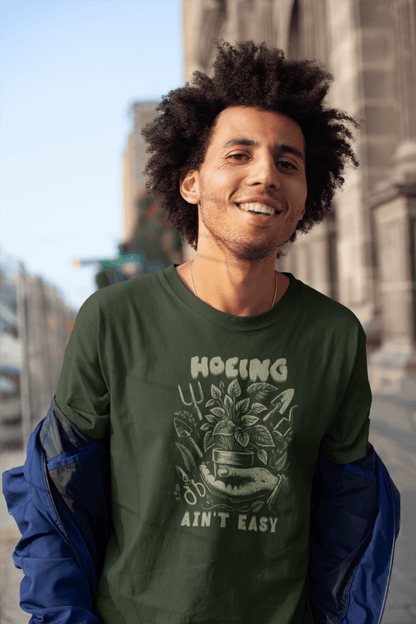 Hoeing Ain’t Easy Shirt Vintage Botanical Humor Tee - Inken Image