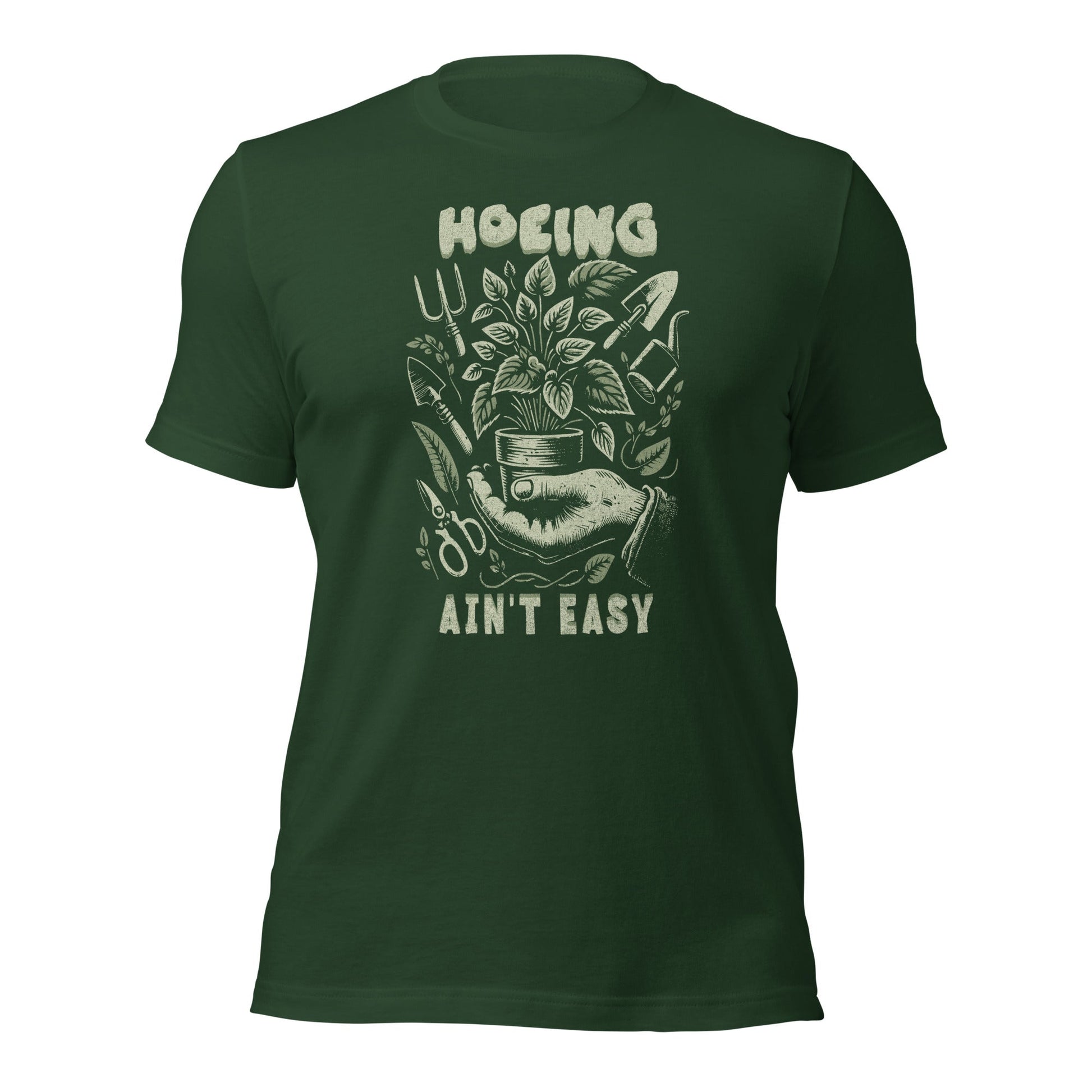 Hoeing Ain’t Easy Shirt Vintage Botanical Humor Tee - Inken Image