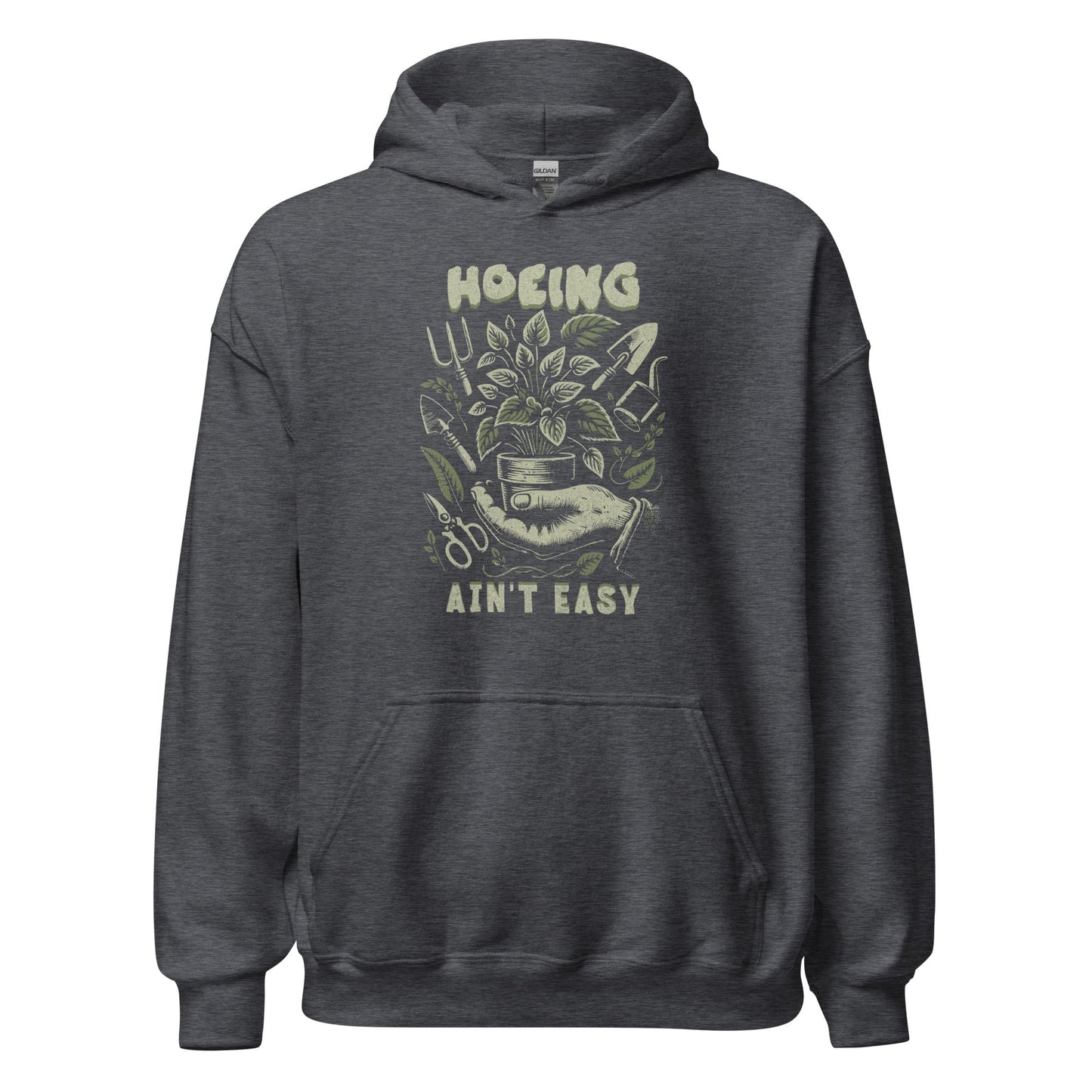 Hoeing Ain’t Easy Sweatshirt Vintage Botanical Humor Hoodie - Inken Image