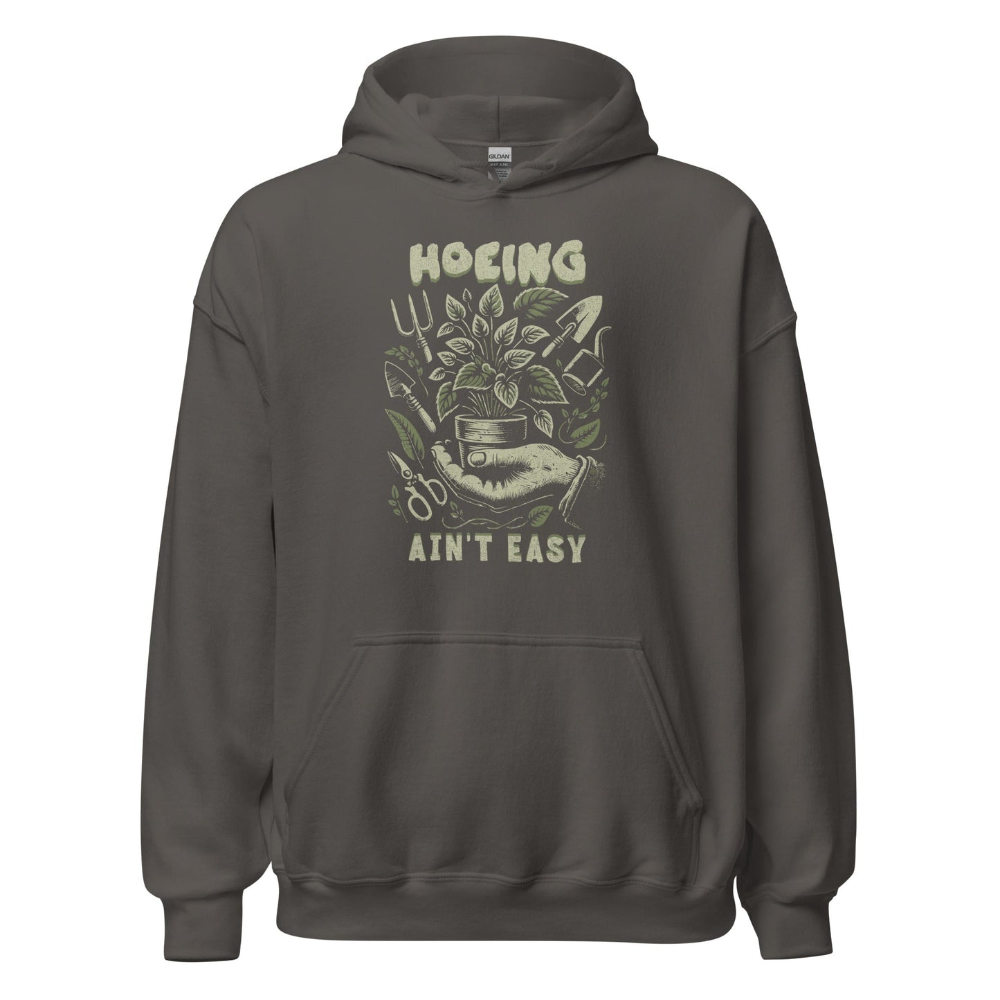 Hoeing Ain’t Easy Sweatshirt Vintage Botanical Humor Hoodie - Inken Image
