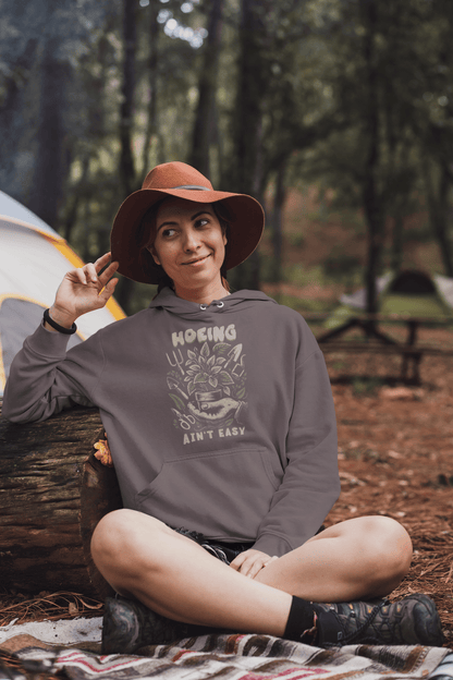 Hoeing Ain’t Easy Sweatshirt Vintage Botanical Humor Hoodie - Inken Image