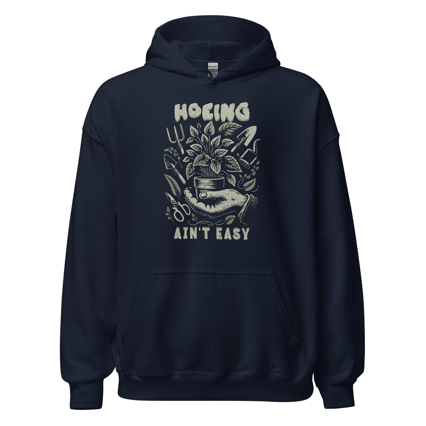 Hoeing Ain’t Easy Sweatshirt Vintage Botanical Humor Hoodie - Inken Image