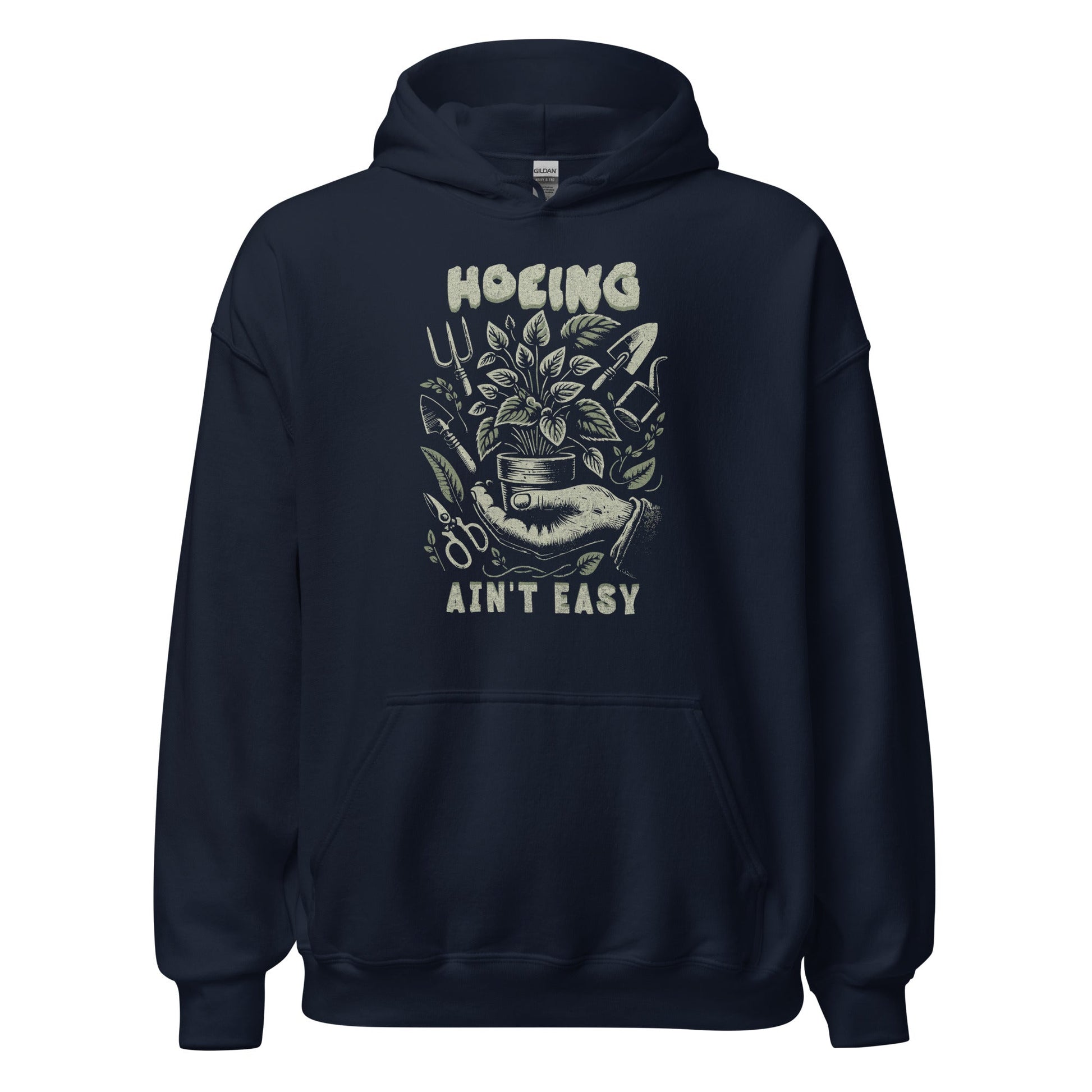 Hoeing Ain’t Easy Sweatshirt Vintage Botanical Humor Hoodie - Inken Image