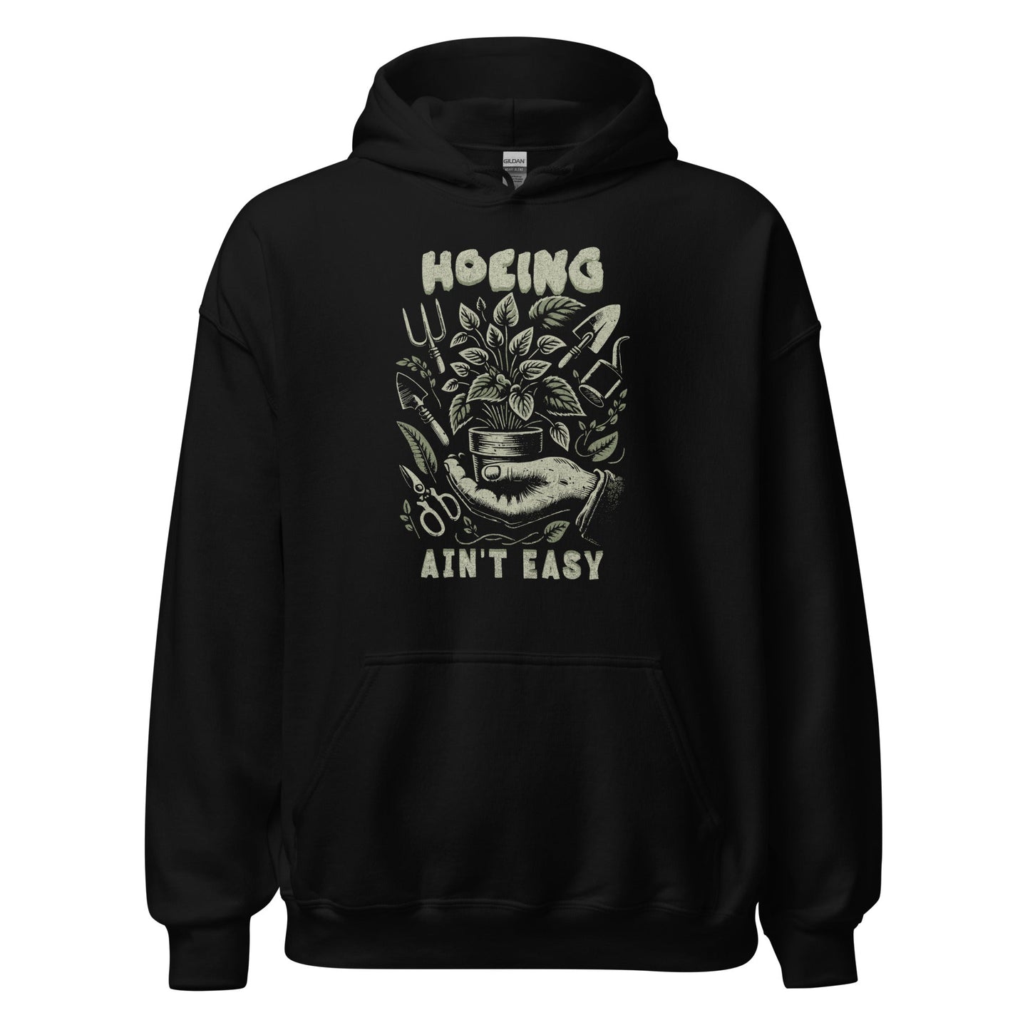 Hoeing Ain’t Easy Sweatshirt Vintage Botanical Humor Hoodie - Inken Image