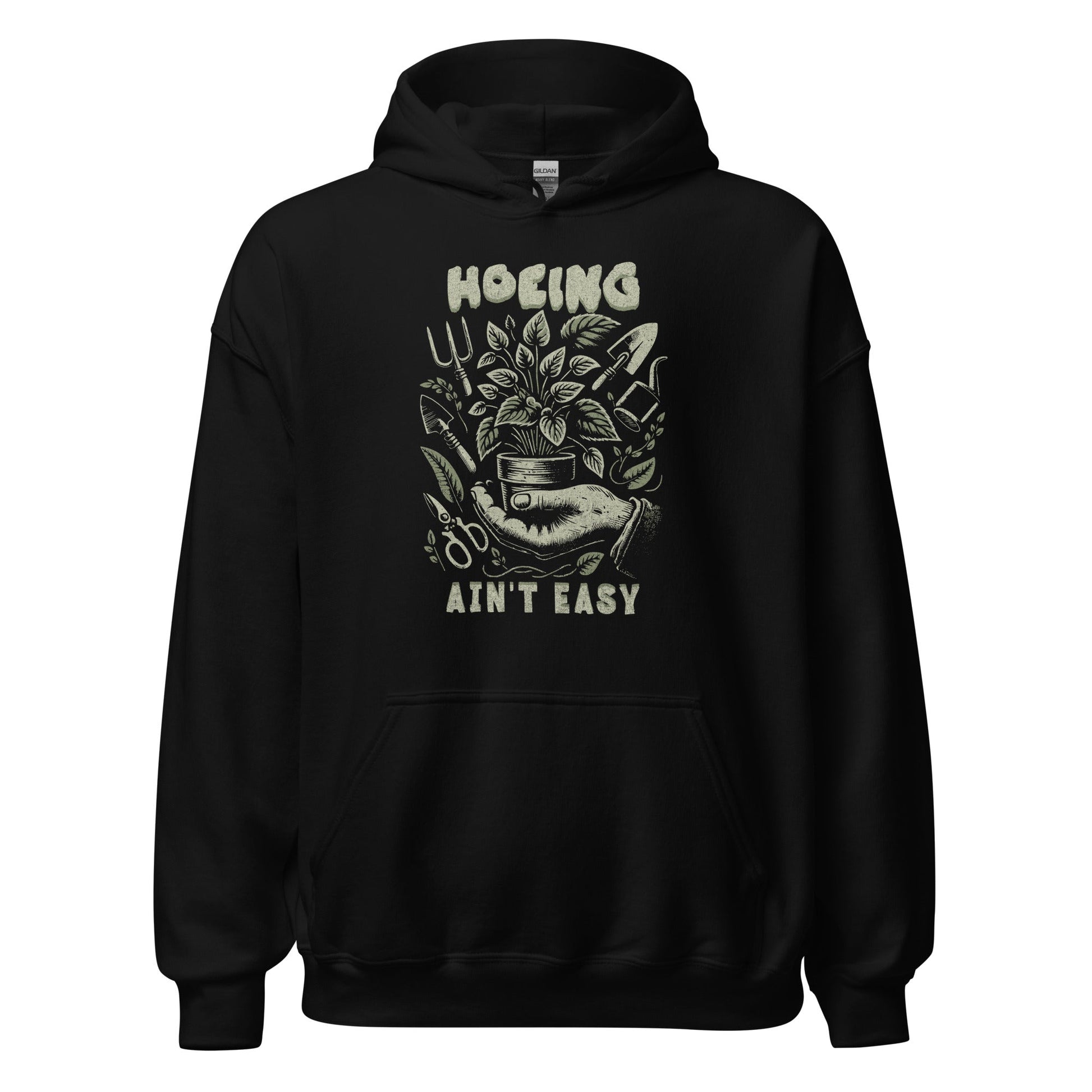 Hoeing Ain’t Easy Sweatshirt Vintage Botanical Humor Hoodie - Inken Image